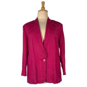 80s Talbots 100% Linen Blazer Women’s 16 Hot Pink Vintage Preppy Barbie Chic